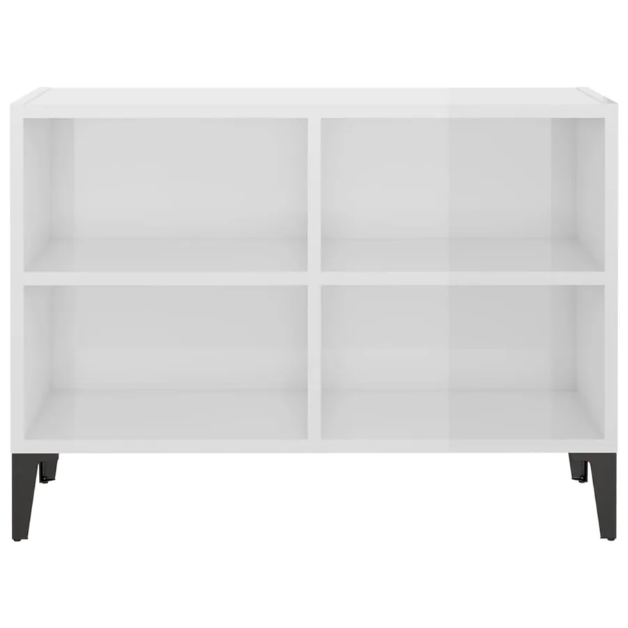 Meuble TV avec pieds en métal Blanc brillant 69,5x30x50 cm - 4