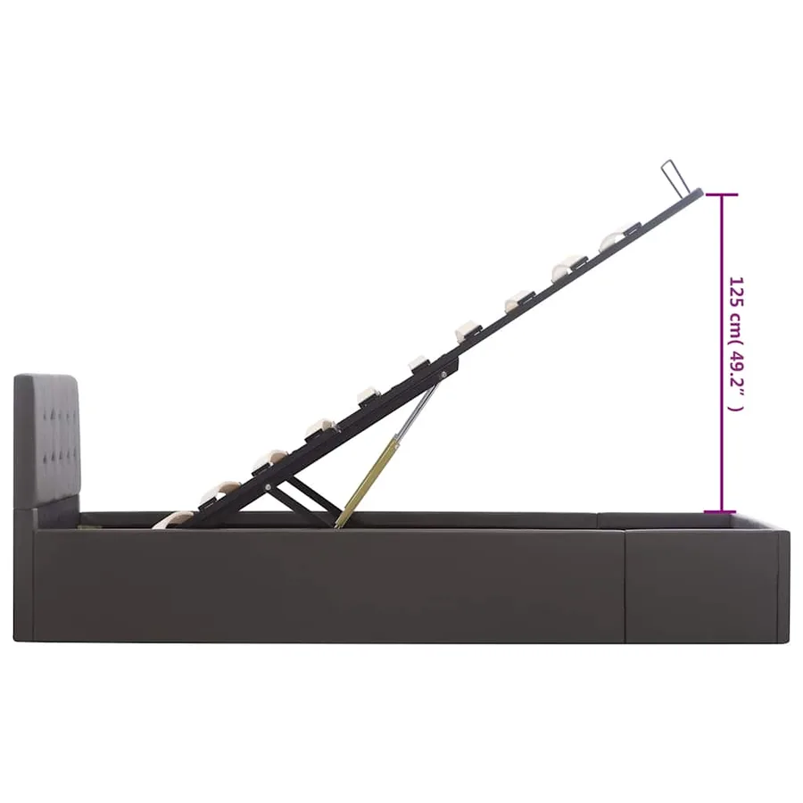 Cadre de lit à rangement hydraulique Gris Similicuir 90x200 cm - 11