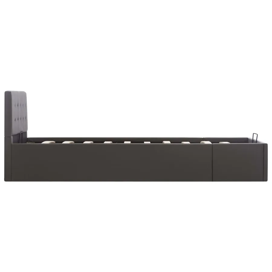 Cadre de lit à rangement hydraulique Gris Similicuir 90x200 cm - 5