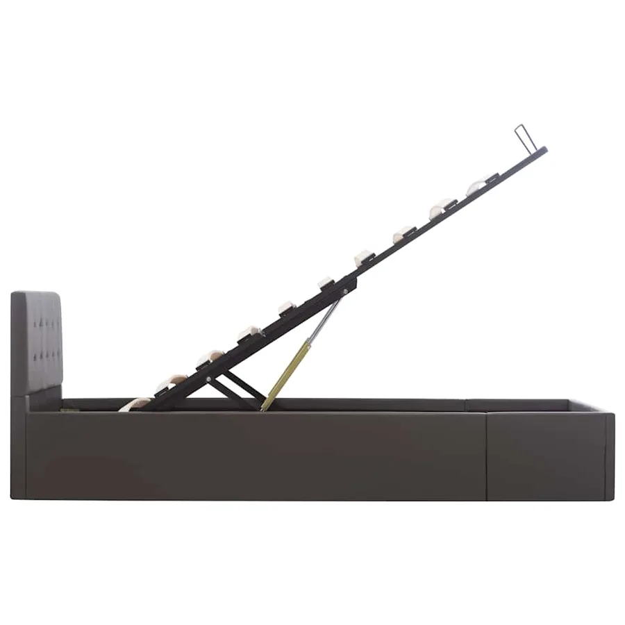 Cadre de lit à rangement hydraulique Gris Similicuir 90x200 cm - 6