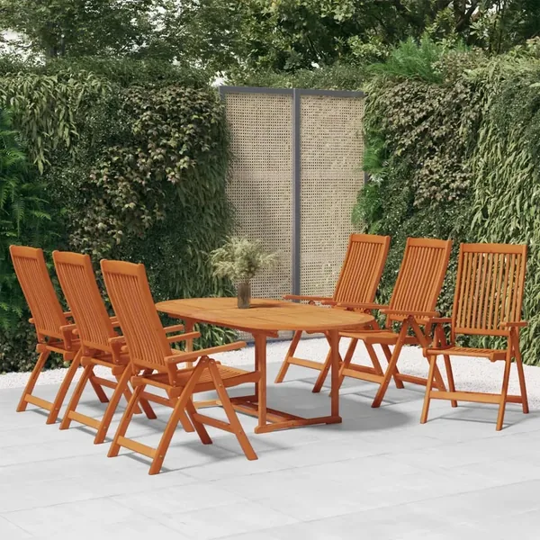 Ensemble à manger de jardin 7 pcs Bois d'eucalyptus massif