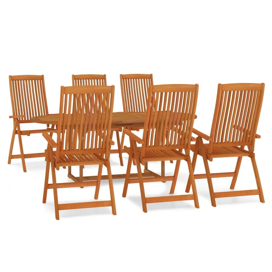 Ensemble à manger de jardin 7 pcs Bois d'eucalyptus massif - 2