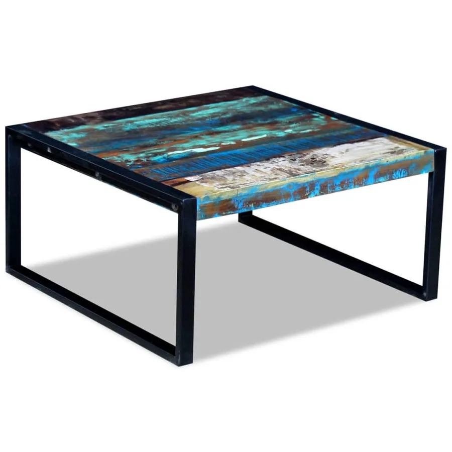 Table basse Bois de récupération massif 80x80x40 cm - 2