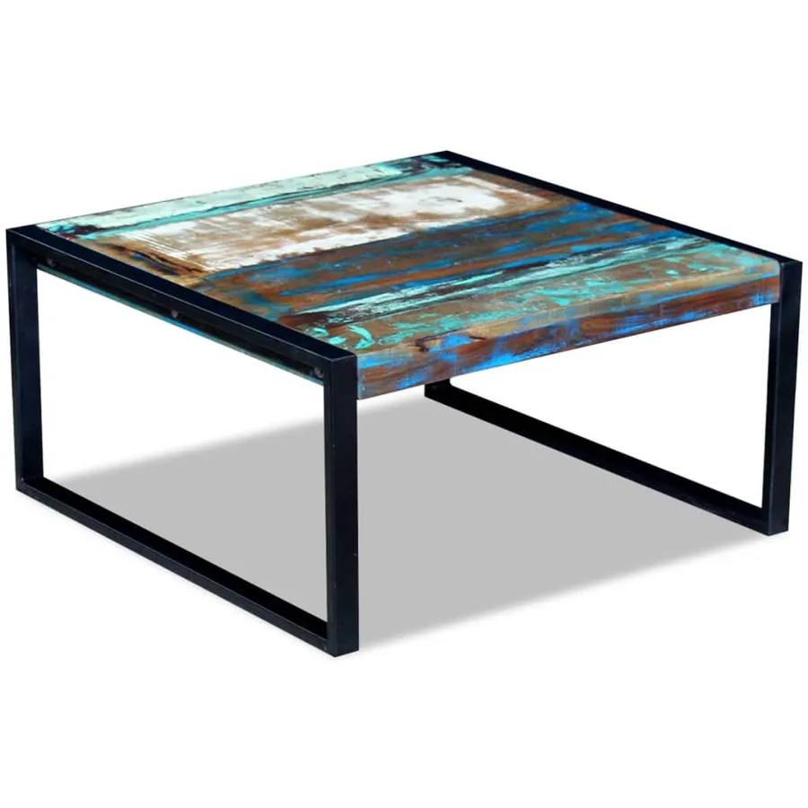 Table basse Bois de récupération massif 80x80x40 cm - 4