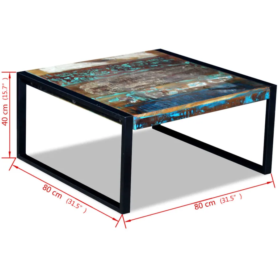 Table basse Bois de récupération massif 80x80x40 cm - 8