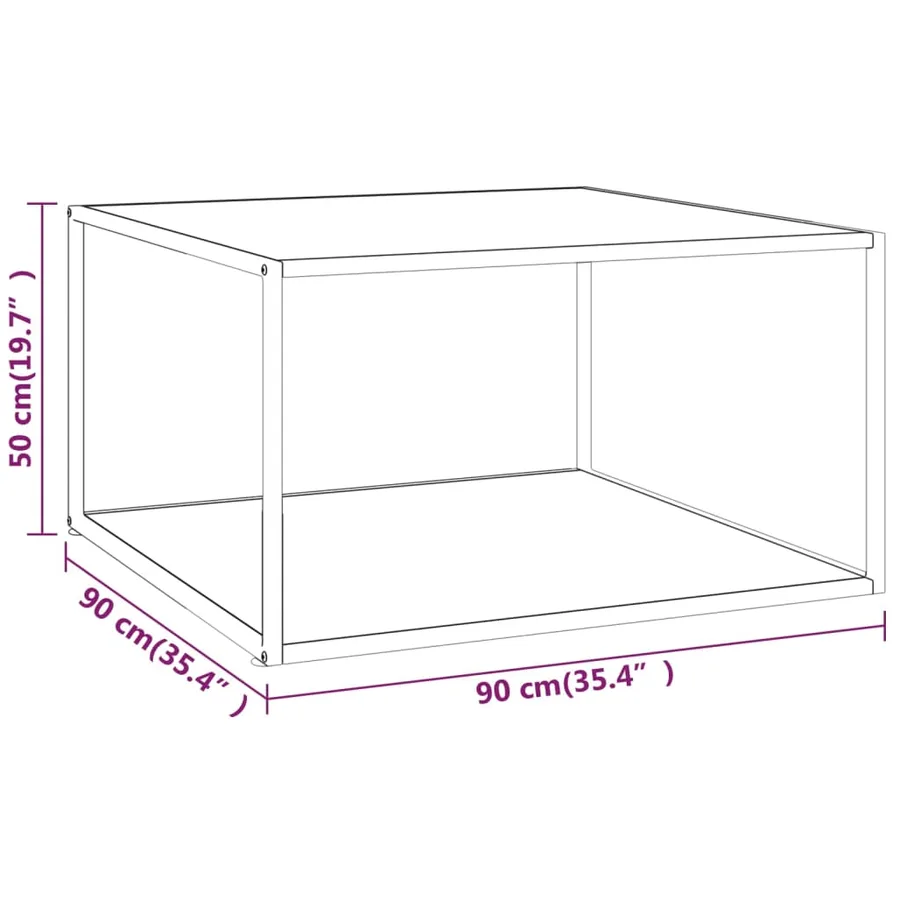 Table basse Noir avec verre marbre blanc 90x90x50 cm - 5