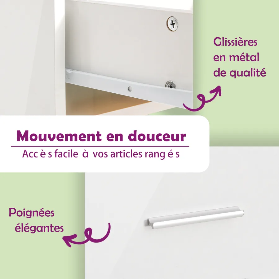 Coiffeuse avec miroir blanc brillant 86,5x35x136 cm - 11