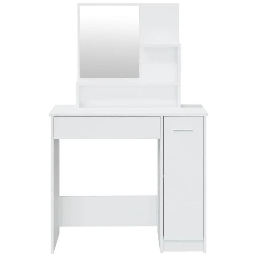 Coiffeuse avec miroir blanc brillant 86,5x35x136 cm - 6