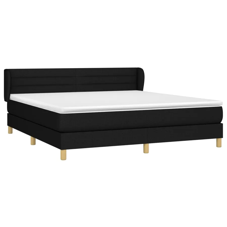 Sommier à lattes de lit avec matelas Noir 160x200 cm Tissu - 3