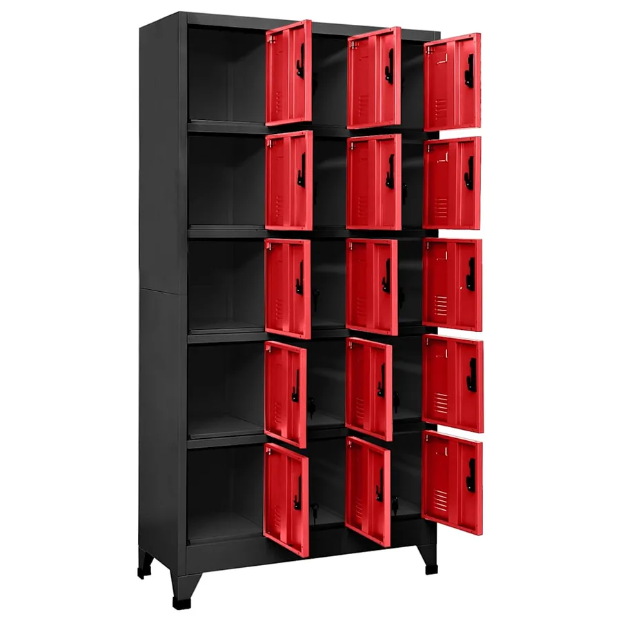 Armoire à casiers Anthracite et rouge 90x40x180 cm Acier - 3