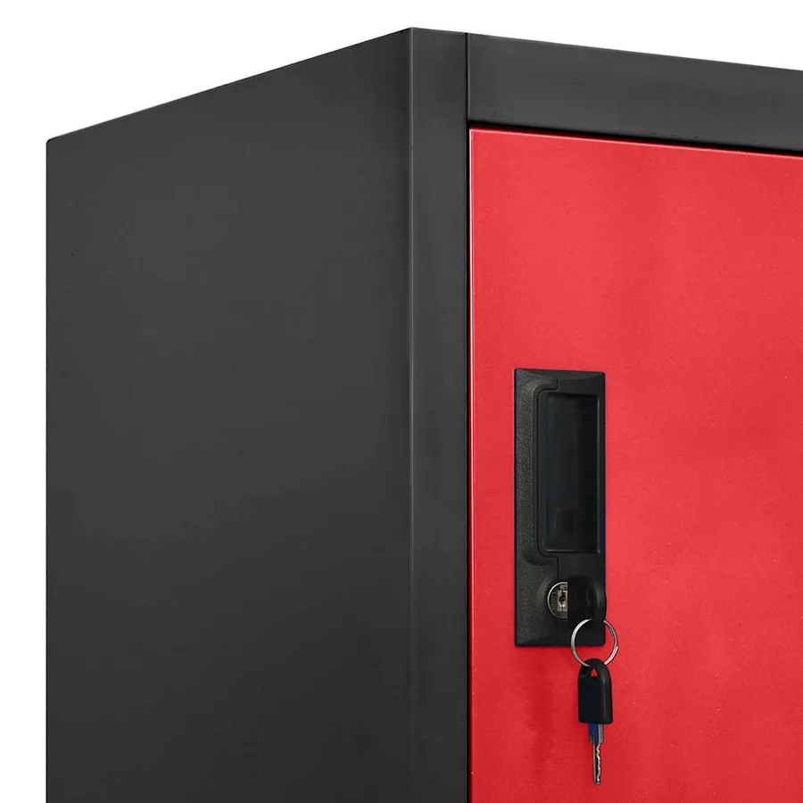 Armoire à casiers Anthracite et rouge 90x40x180 cm Acier - 7