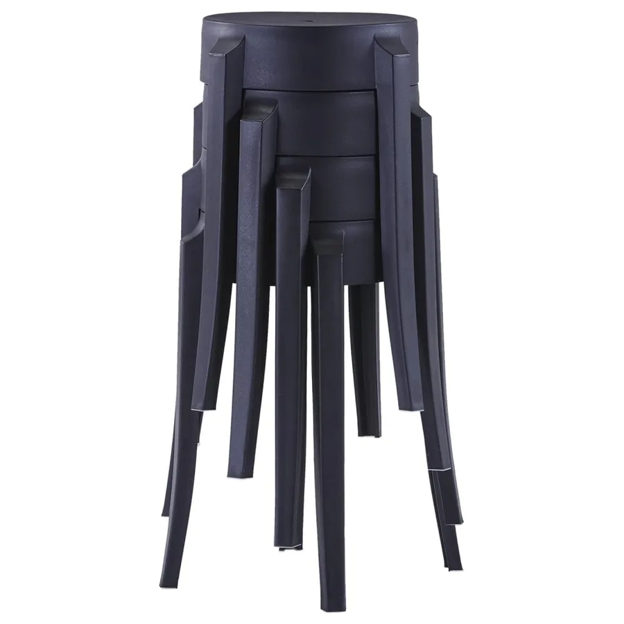 Tabourets empilables lot de 4 noir plastique - 2