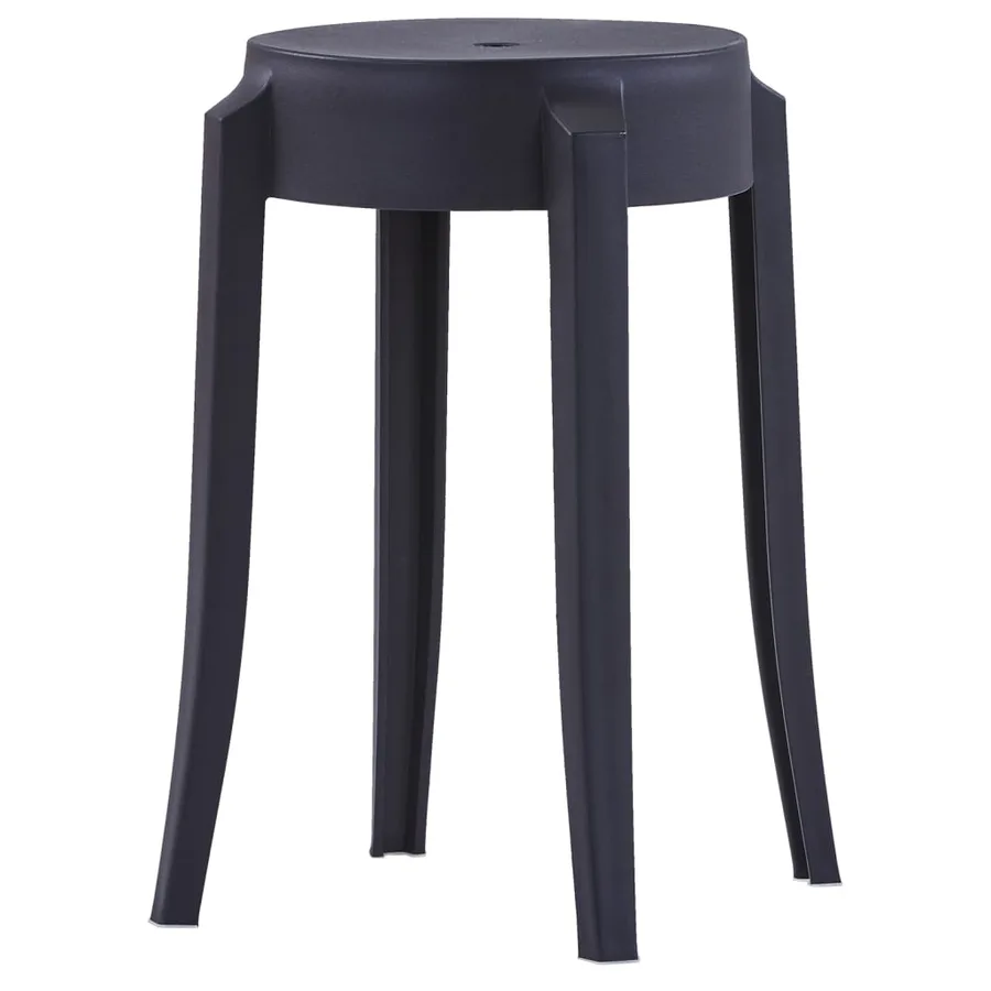 Tabourets empilables lot de 4 noir plastique - 3
