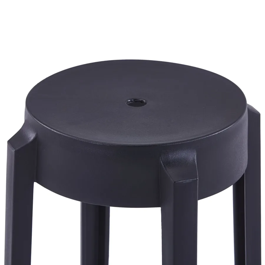 Tabourets empilables lot de 4 noir plastique - 5
