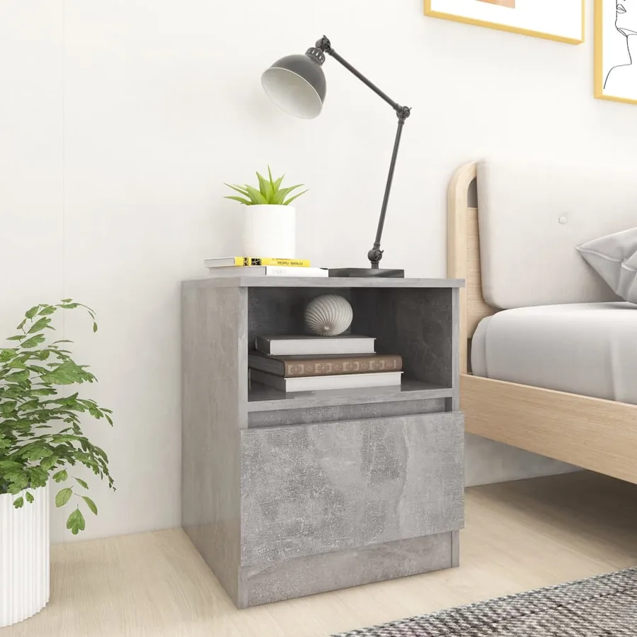 Tables de chevet 2 pcs gris béton 40x40x50 cm bois d'ingénierie