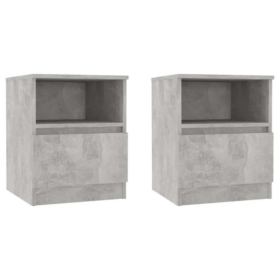 Tables de chevet 2 pcs gris béton 40x40x50 cm bois d'ingénierie - 2