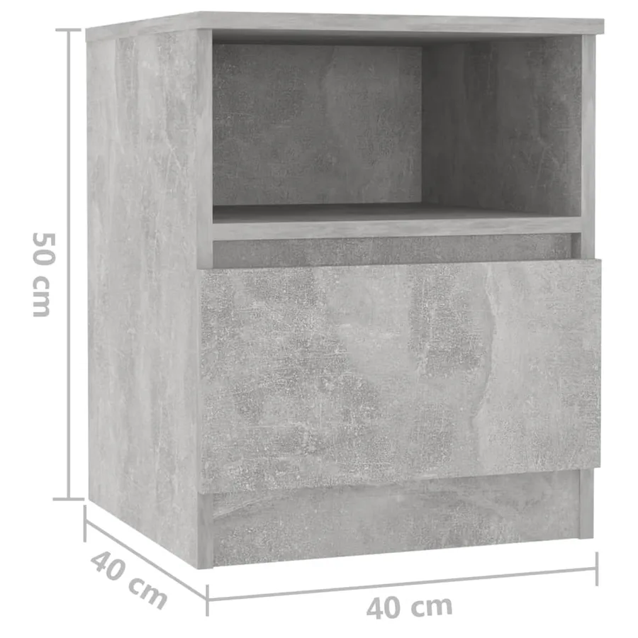 Tables de chevet 2 pcs gris béton 40x40x50 cm bois d'ingénierie - 8