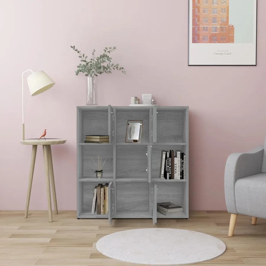 Bibliothèque Sonoma gris 90x30x90 cm Bois d'ingénierie - 3