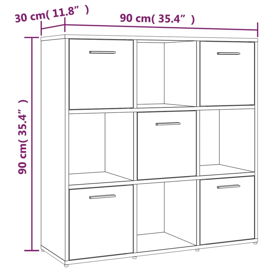 Bibliothèque Sonoma gris 90x30x90 cm Bois d'ingénierie - 8