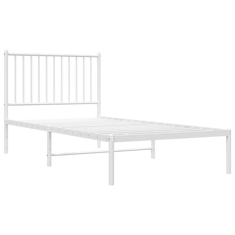 Cadre de lit métal sans matelas avec tête de lit blanc 90x190cm - 3