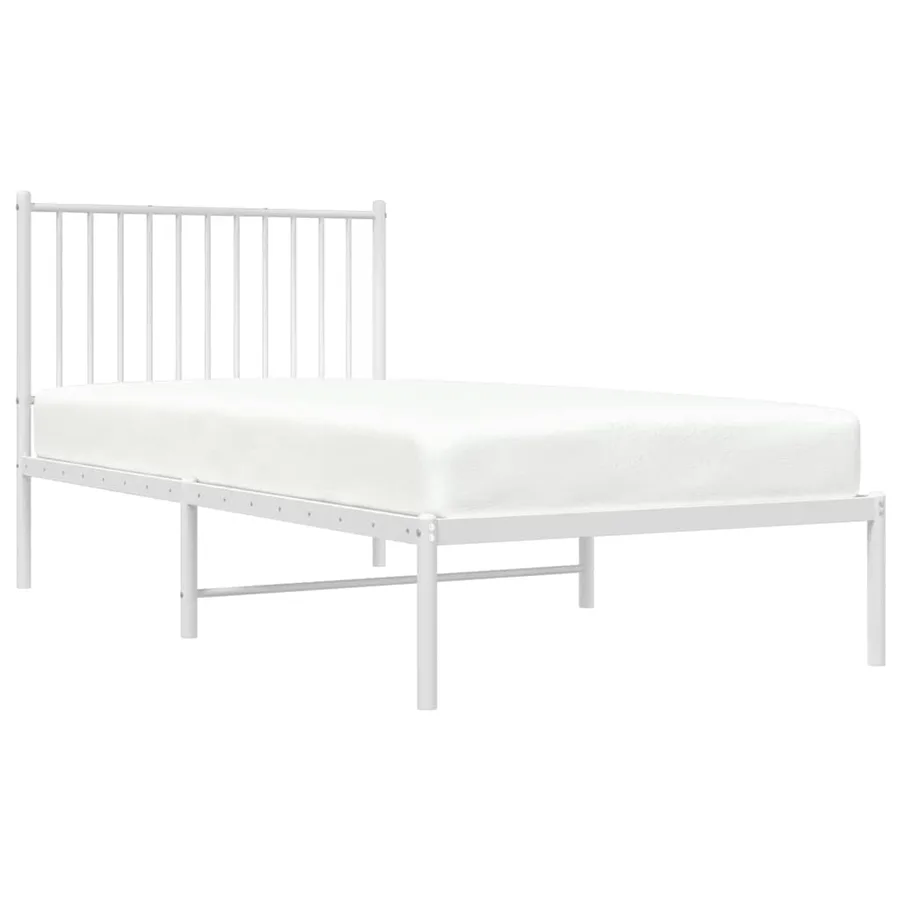 Cadre de lit métal sans matelas avec tête de lit blanc 90x190cm - 4