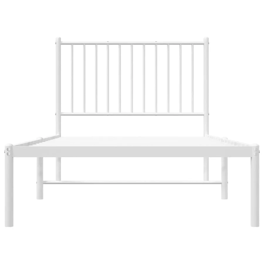 Cadre de lit métal sans matelas avec tête de lit blanc 90x190cm - 5