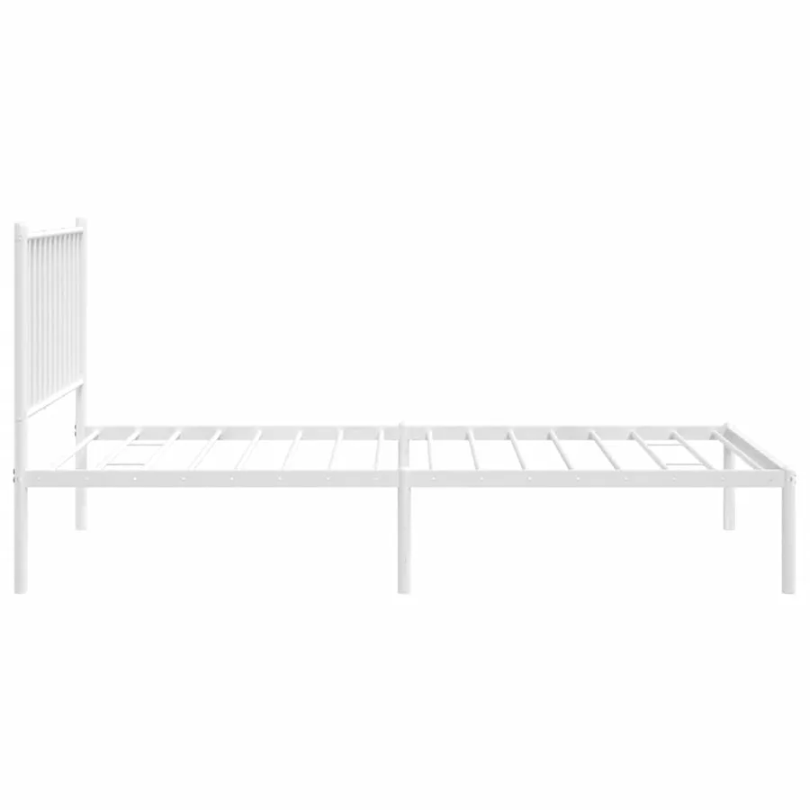 Cadre de lit métal sans matelas avec tête de lit blanc 90x190cm - 6