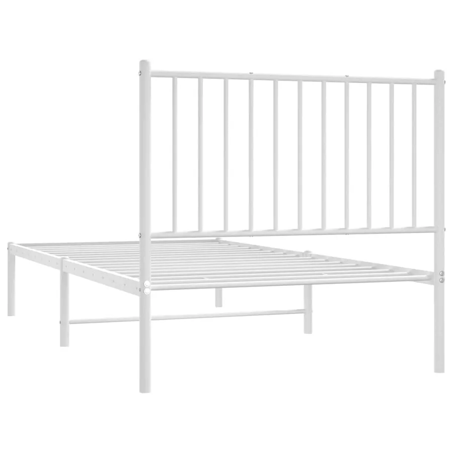 Cadre de lit métal sans matelas avec tête de lit blanc 90x190cm - 7