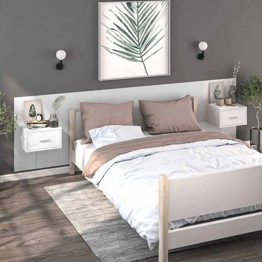 Tables de chevet murales 2 pcs Blanc