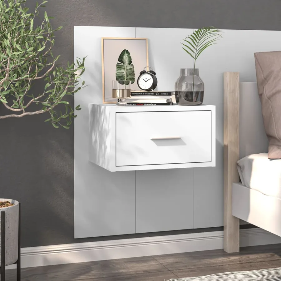 Tables de chevet murales 2 pcs Blanc - 3