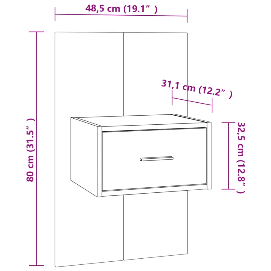 Tables de chevet murales 2 pcs Blanc - 9