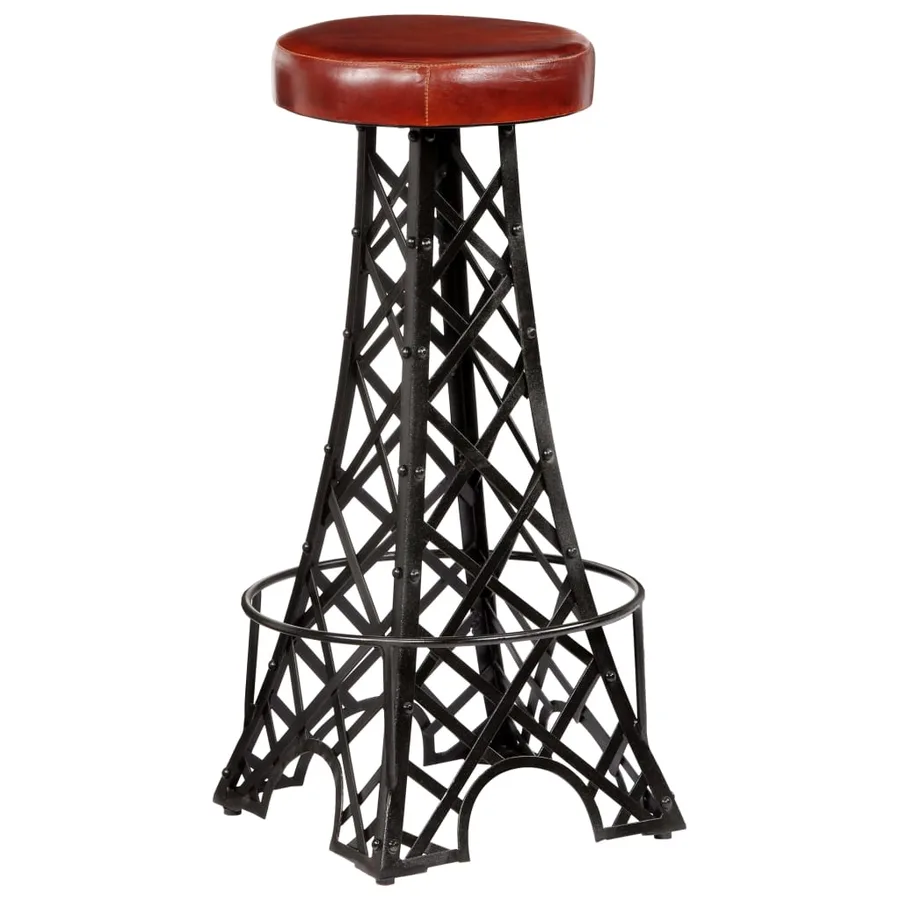 Tabourets de bar lot de 2 cuir véritable - 2