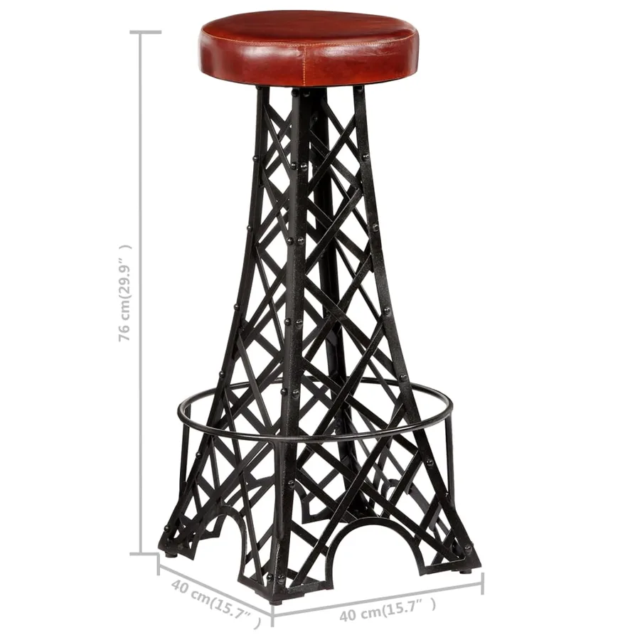 Tabourets de bar lot de 2 cuir véritable - 7