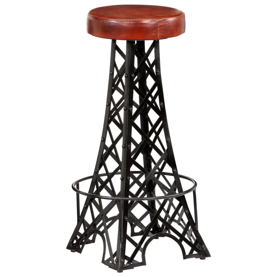 Tabourets de bar lot de 2 cuir véritable - 8