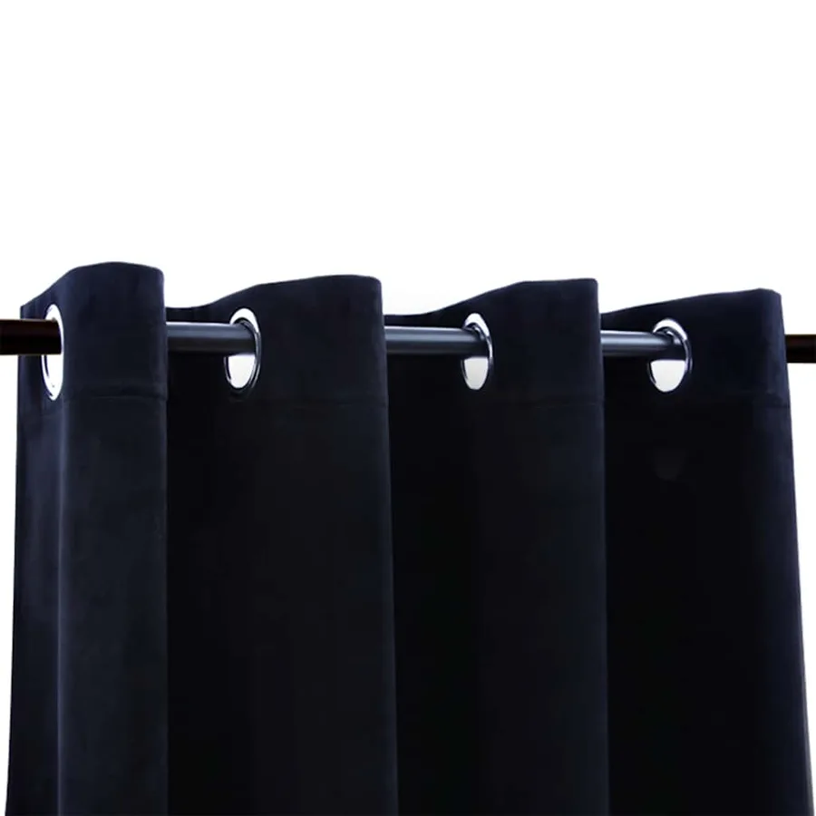 Rideau occultant avec anneaux en métal Velours Noir 290x245 cm - 4