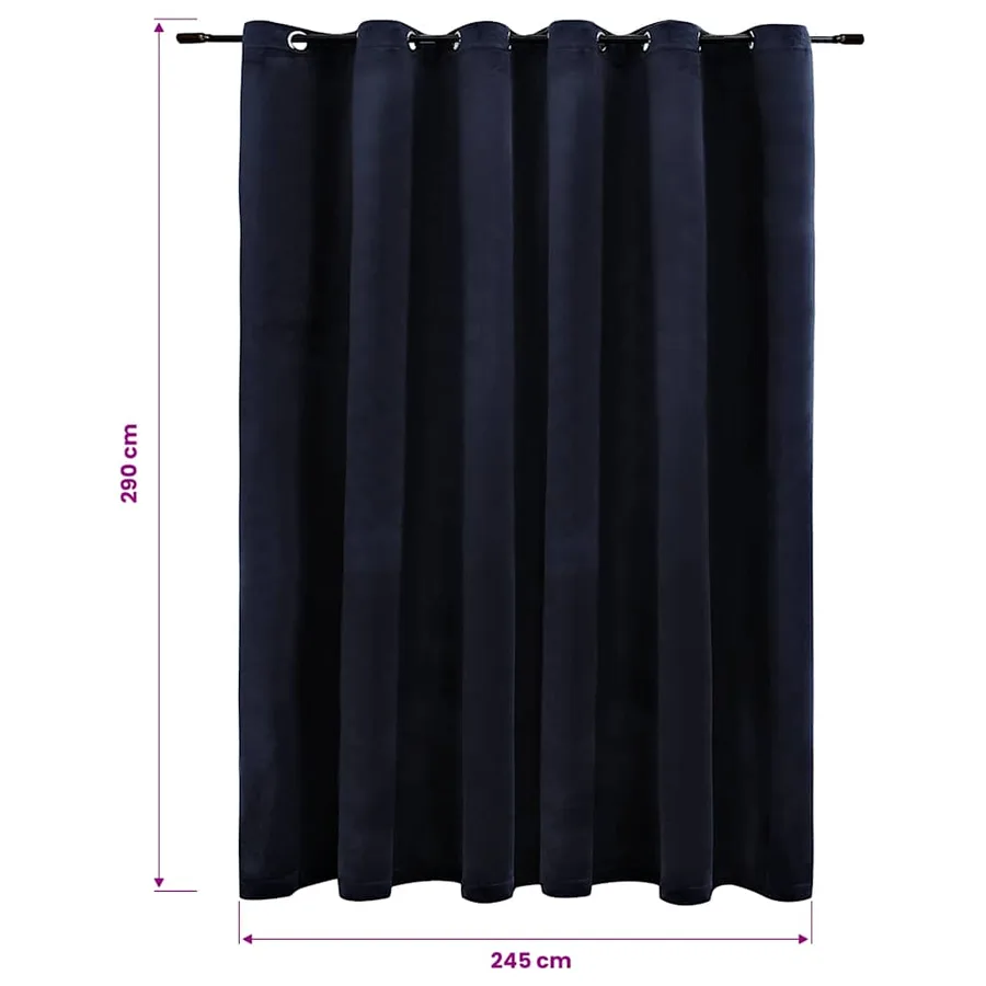 Rideau occultant avec anneaux en métal Velours Noir 290x245 cm - 6