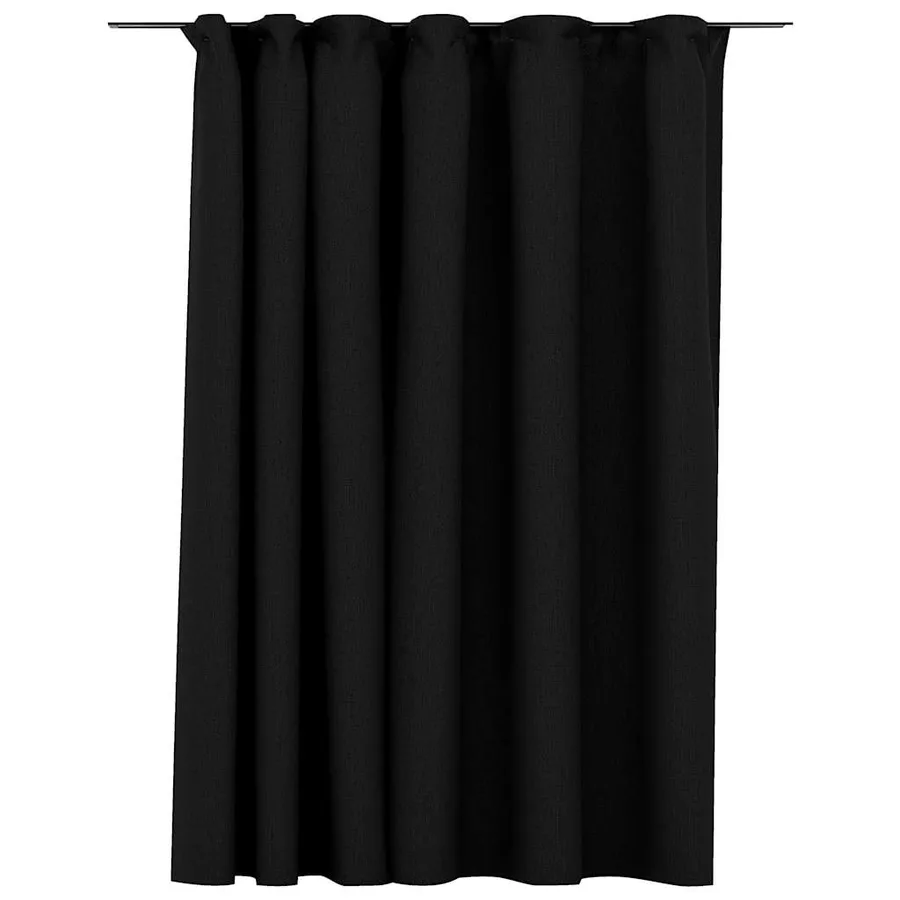 Rideau occultant d'aspect de lin crochets Anthracite 290x245 cm - 2