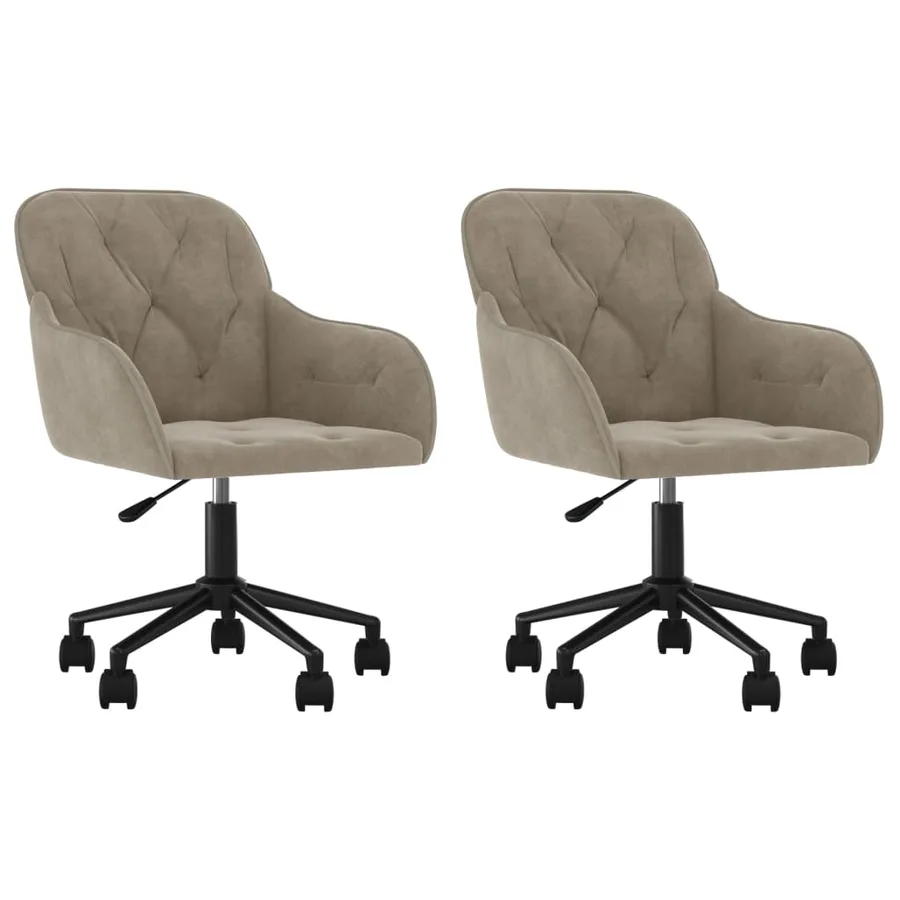 Chaises pivotantes à manger lot de 2 Gris clair Velours - 2