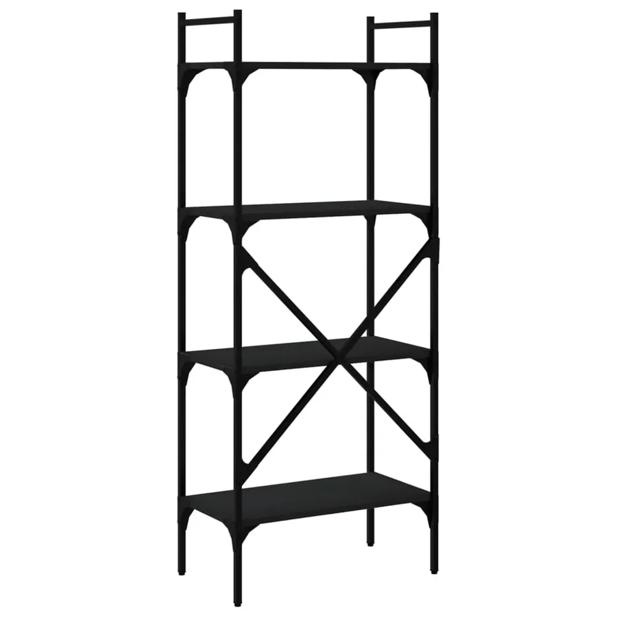 Bibliothèque à 4 niveaux noir 56x31,5x138,5cm bois d'ingénierie - 4