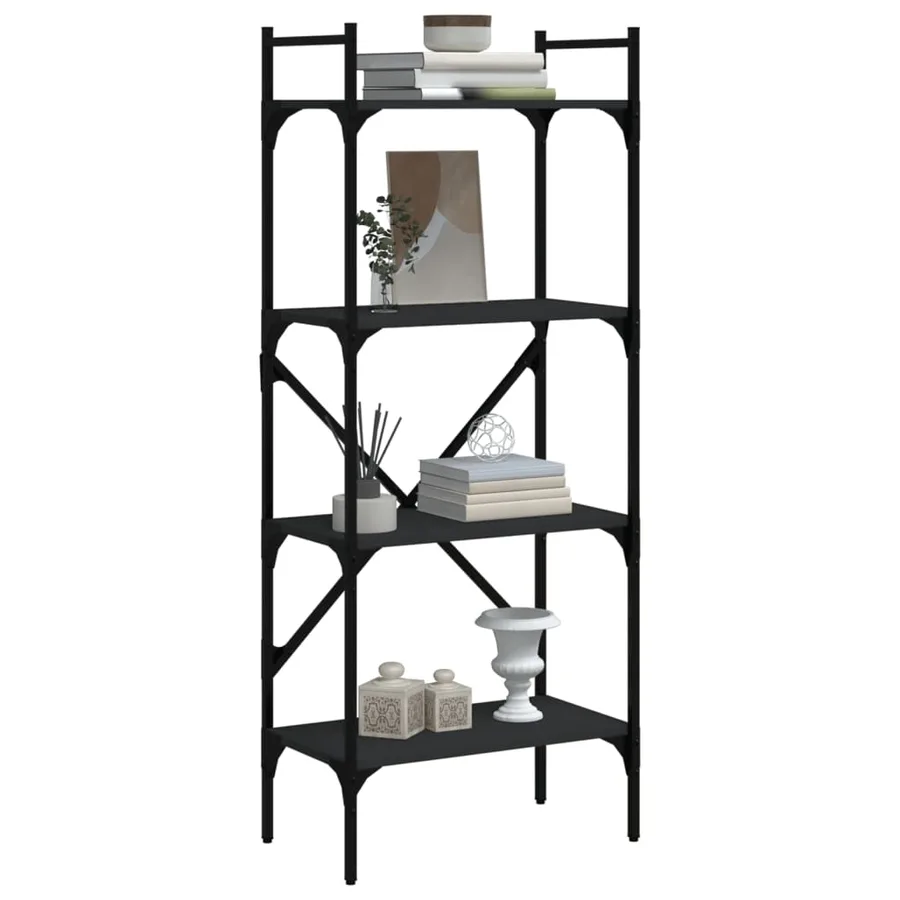 Bibliothèque à 4 niveaux noir 56x31,5x138,5cm bois d'ingénierie - 6