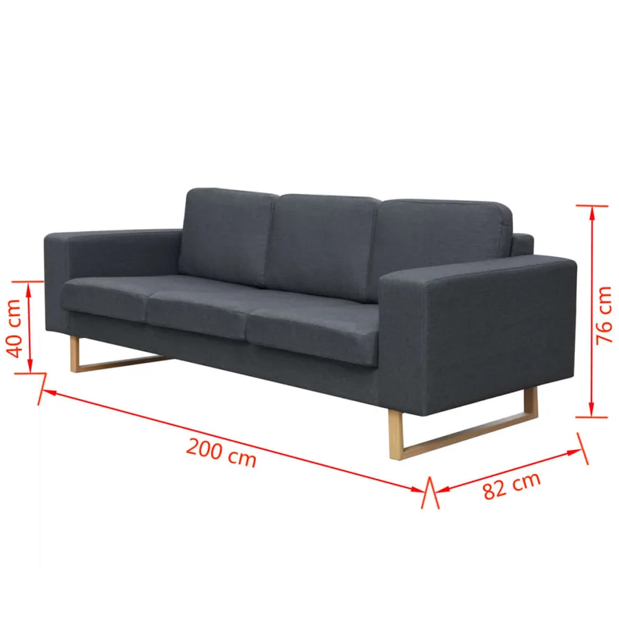 Canapé avec 3 places Tissu Gris foncé - 4
