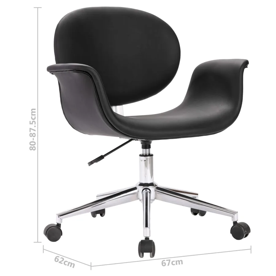Chaise pivotante à manger Noir Similicuir - 9