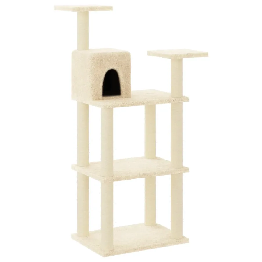Arbre à chat avec griffoirs en sisal crème 118,5 cm - 2