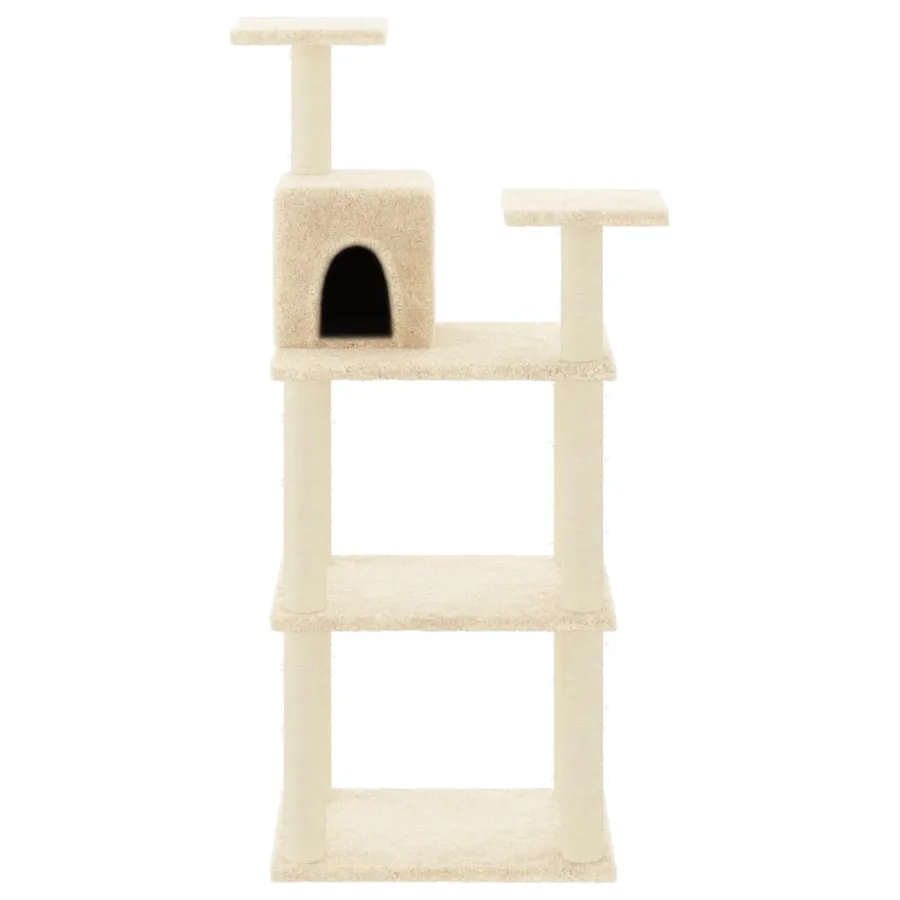 Arbre à chat avec griffoirs en sisal crème 118,5 cm - 3