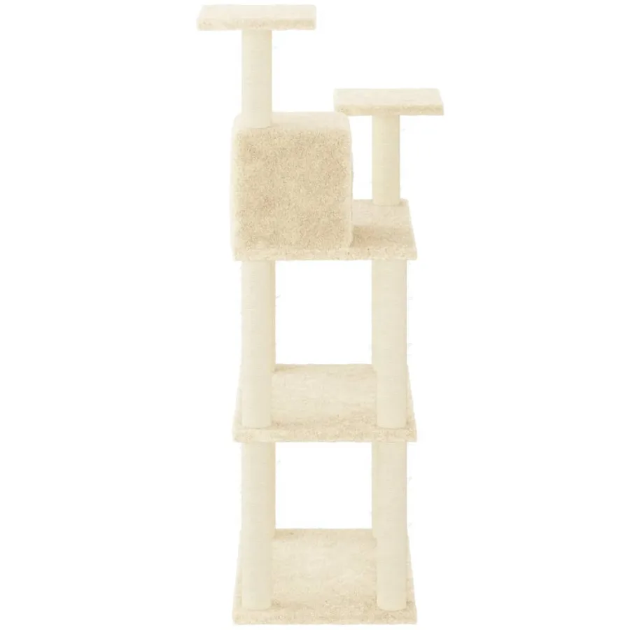 Arbre à chat avec griffoirs en sisal crème 118,5 cm - 4