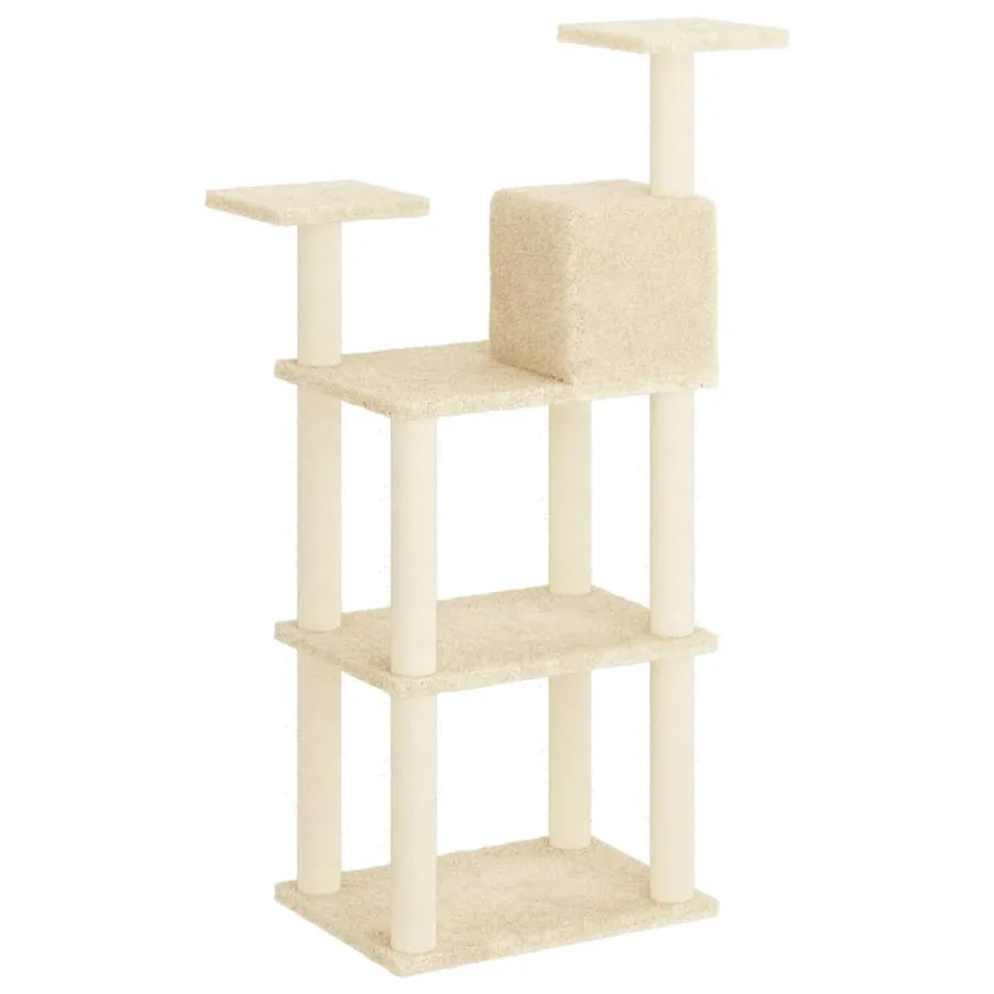 Arbre à chat avec griffoirs en sisal crème 118,5 cm - 5