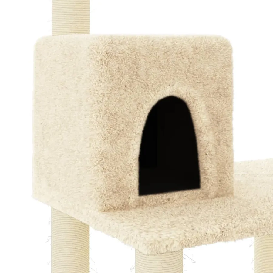 Arbre à chat avec griffoirs en sisal crème 118,5 cm - 6