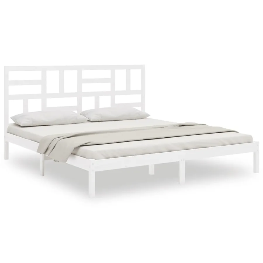 Cadre de lit sans matelas blanc bois massif 180x200 cm - 2