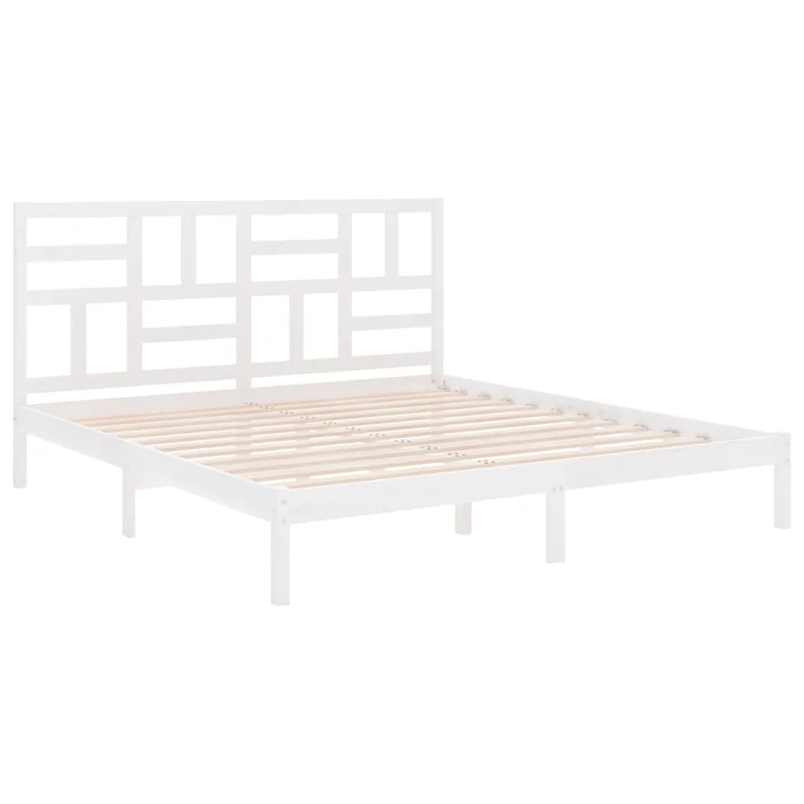 Cadre de lit sans matelas blanc bois massif 180x200 cm - 4