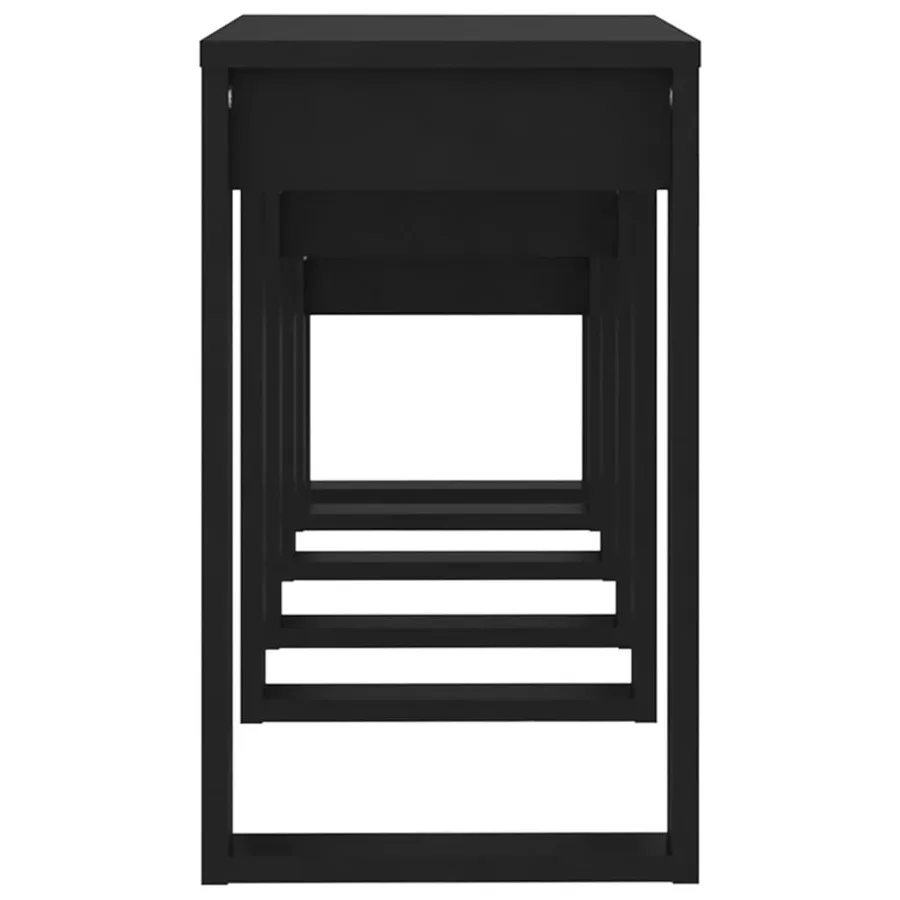 Tables gigognes 3 pcs Noir Bois d'ingénierie - 6
